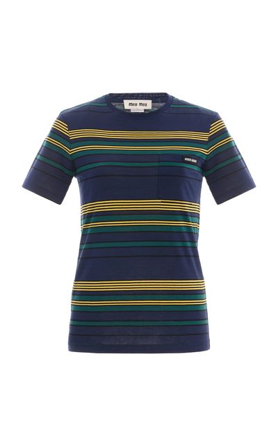 Miu Miu Miu Miu Striped Cotton Jersey TShirt