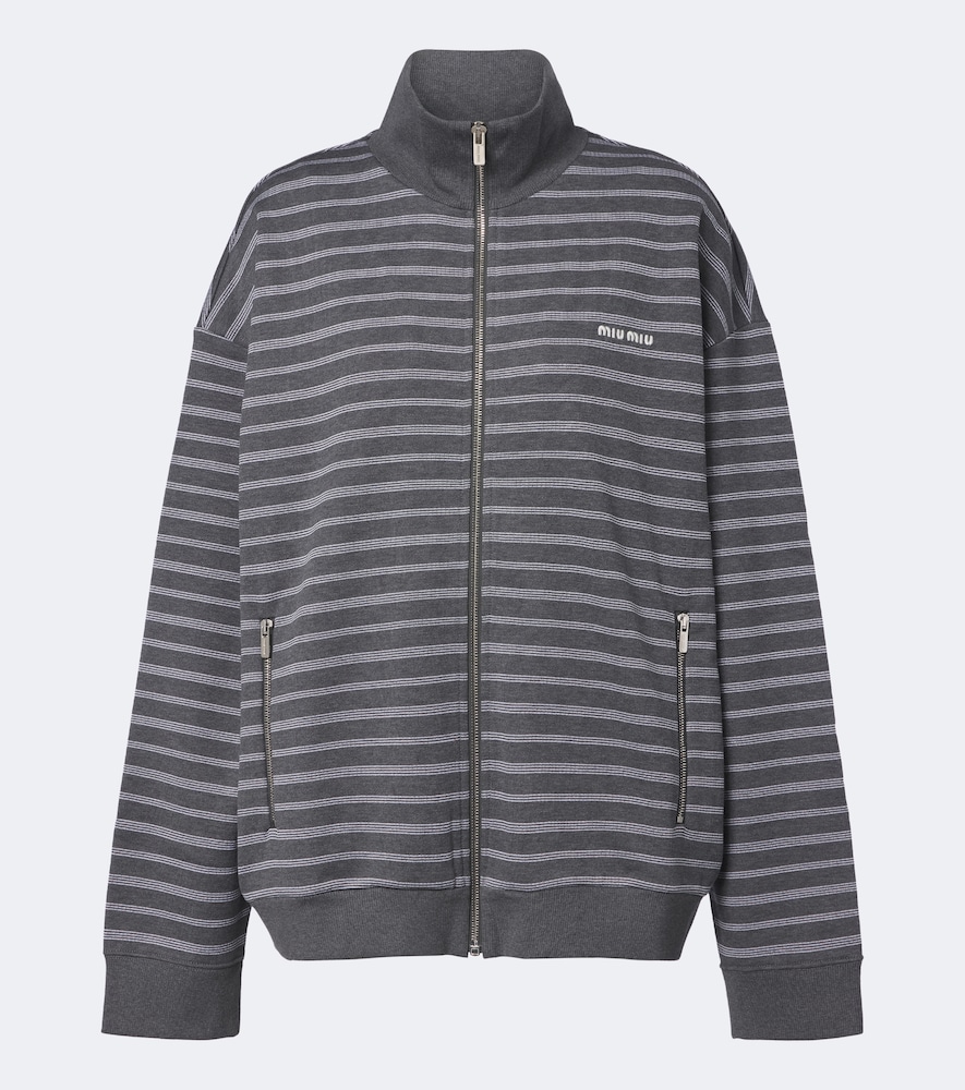 Miu Miu Miu Miu Striped cotton zip-up sweatshirt