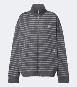 Miu Miu Miu Miu Striped cotton zip-up sweatshirt
