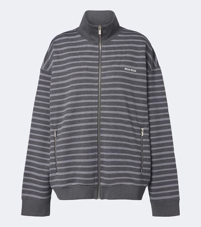 Miu Miu Miu Miu Striped cotton zip-up sweatshirt