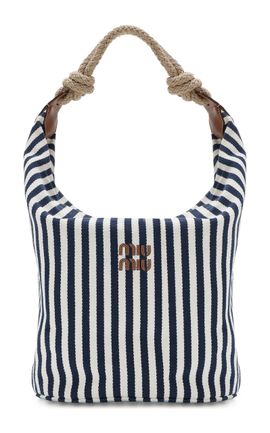 Miu Miu Miu Miu Striped CottonBlend Tote Bag