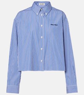 Miu Miu Miu Miu Striped cropped cotton poplin shirt