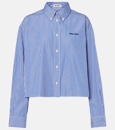 Miu Miu Miu Miu Striped cropped cotton poplin shirt