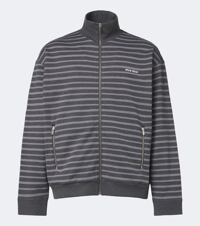 Miu Miu Miu Miu Striped oversized cotton fleece sweatshirt