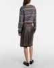 Miu Miu Miu Miu Suede-trimmed leather midi skirt - 3