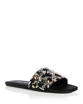 Miu Miu Miu Miu Women's Embellished Silk Slide Sandals