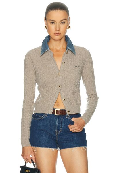 Miu Miu Miu Miu Wool Cashmere Chambray Cardigan