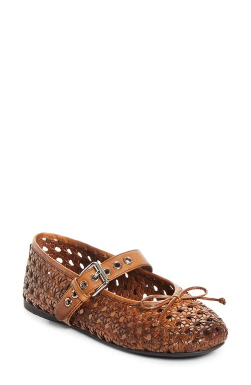 Miu Miu Miu Miu Woven Leather Mary Jane Flat