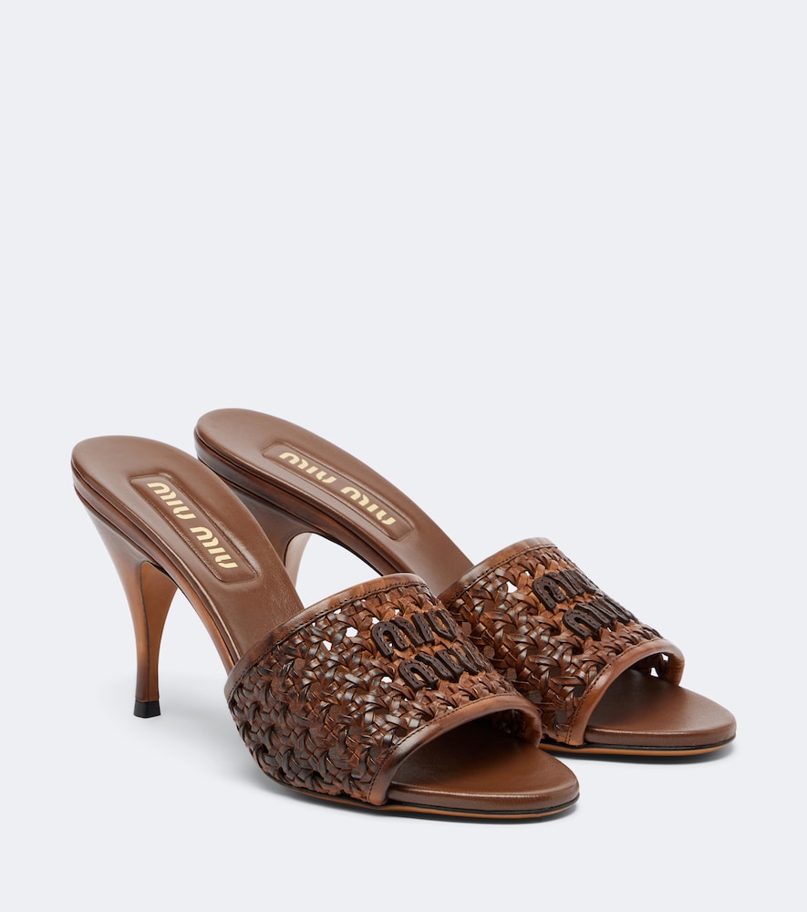 Miu Miu - Woven leather mules