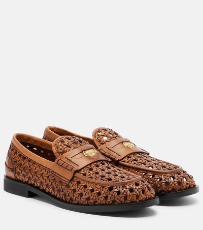 Miu Miu Miu Miu Woven leather penny loafers