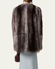 Miu Miu Puff-Sleeve Lamb-Shearling Collarless Coat - 3