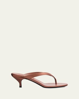 Miu Miu Satin Kitten-Heel Thong Sandals
