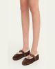 Miu Miu Shearling-Lined Suede Mary Jane Ballerina Flats - 2