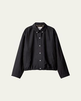 Miu Miu Striped Button-Vent Shirt Jacket