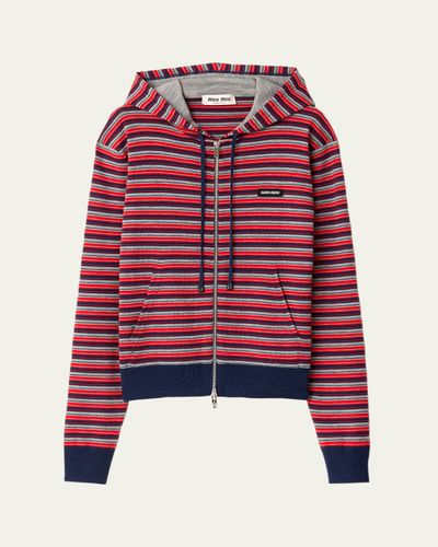 Miu Miu Striped Jersey Zip Hoodie