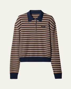 Miu Miu Striped Long-Sleeve Polo Shirt