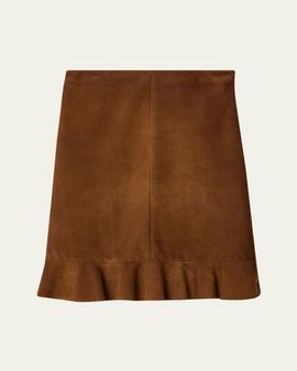 Miu Miu Waxed Suede Ruffle Skirt