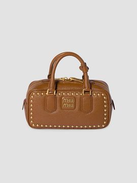 Miu Miu Women's Arcadie Studded Leather Top Handle Bag