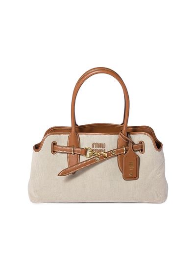 Miu Miu Women's Aventure Canvas and Leather Shoulder Bag