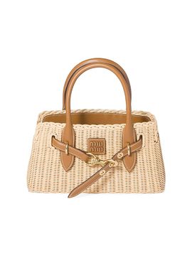 Miu Miu Women's Aventure Wicker and Leather Top Handle Bag