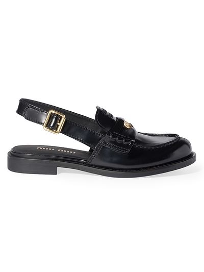 Miu Miu Women's Brushed Leather Slingback Loafers