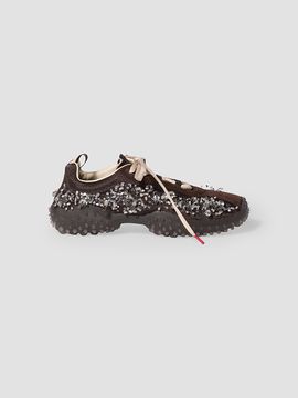 Miu Miu Women's Bubble Embroidered Technical Fabric and Suede Sneakers