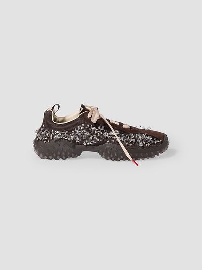 Miu Miu Women's Bubble Embroidered Technical Fabric and Suede Sneakers