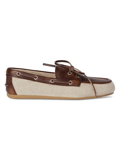 Miu Miu Women's Canvas and Bleached Leather Boat Shoes