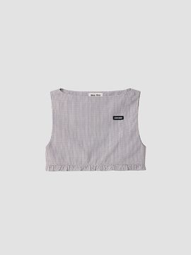 Miu Miu Women's Checked Poplin Crop Top