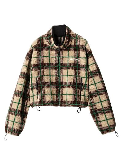 Miu Miu Women's Checked Teddy Jacket with Zipper