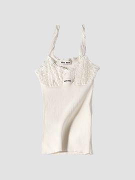 Miu Miu Women's Cotton and Lace Top