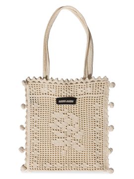 Miu Miu Women's Cotton Crochet Top Handle Bag
