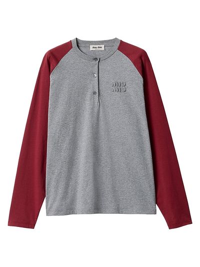 Miu Miu Women's Cotton Jersey Henley Shirt