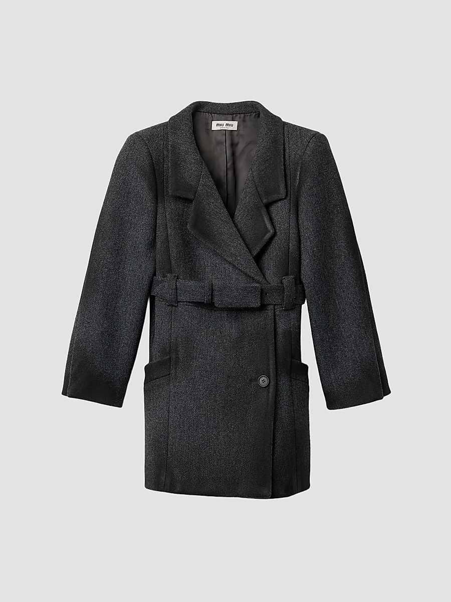 Miu Miu - Logo pinstripe virgin wool track jacket
