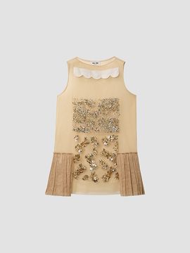 Miu Miu Women's Embellished Tulle Dress