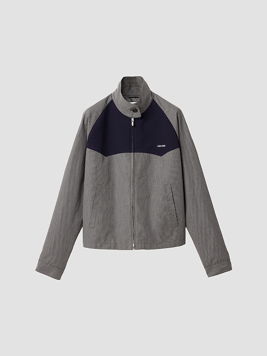Miu Miu - Check Hooded Cropped Wool Jacket