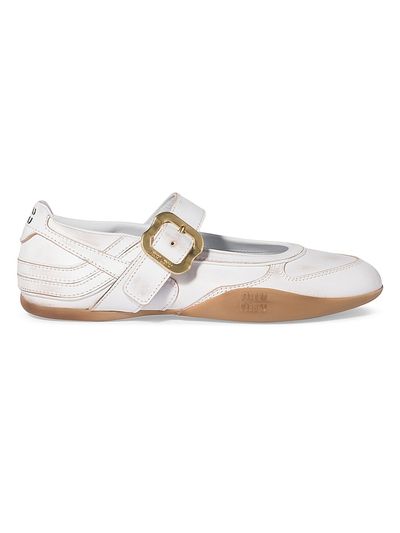 Miu Miu Women's Gymnasium Leather Ballerinas with Strap and Buckle