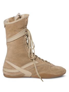 Miu Miu Women's Gymnasium Suede and Shearling Boxer Boots