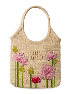 Miu Miu Women's Ivy Raffia Top Handle Bag