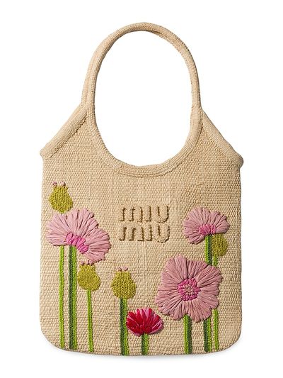 Miu Miu Women's Ivy Raffia Top Handle Bag
