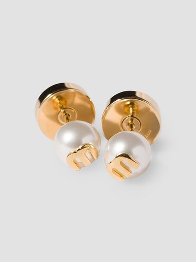 Miu Miu Women's Metal and Pearl Earrings