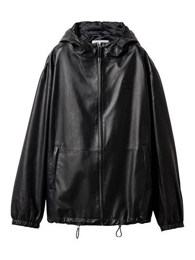 Miu Miu Women's Nappa Leather Hoodie Jacket