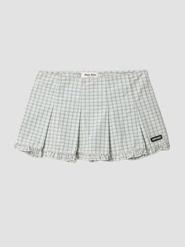 Miu Miu Women's Pleated Check Mini Skirt