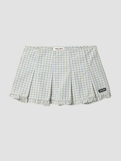 Miu Miu Women's Pleated Check Mini Skirt