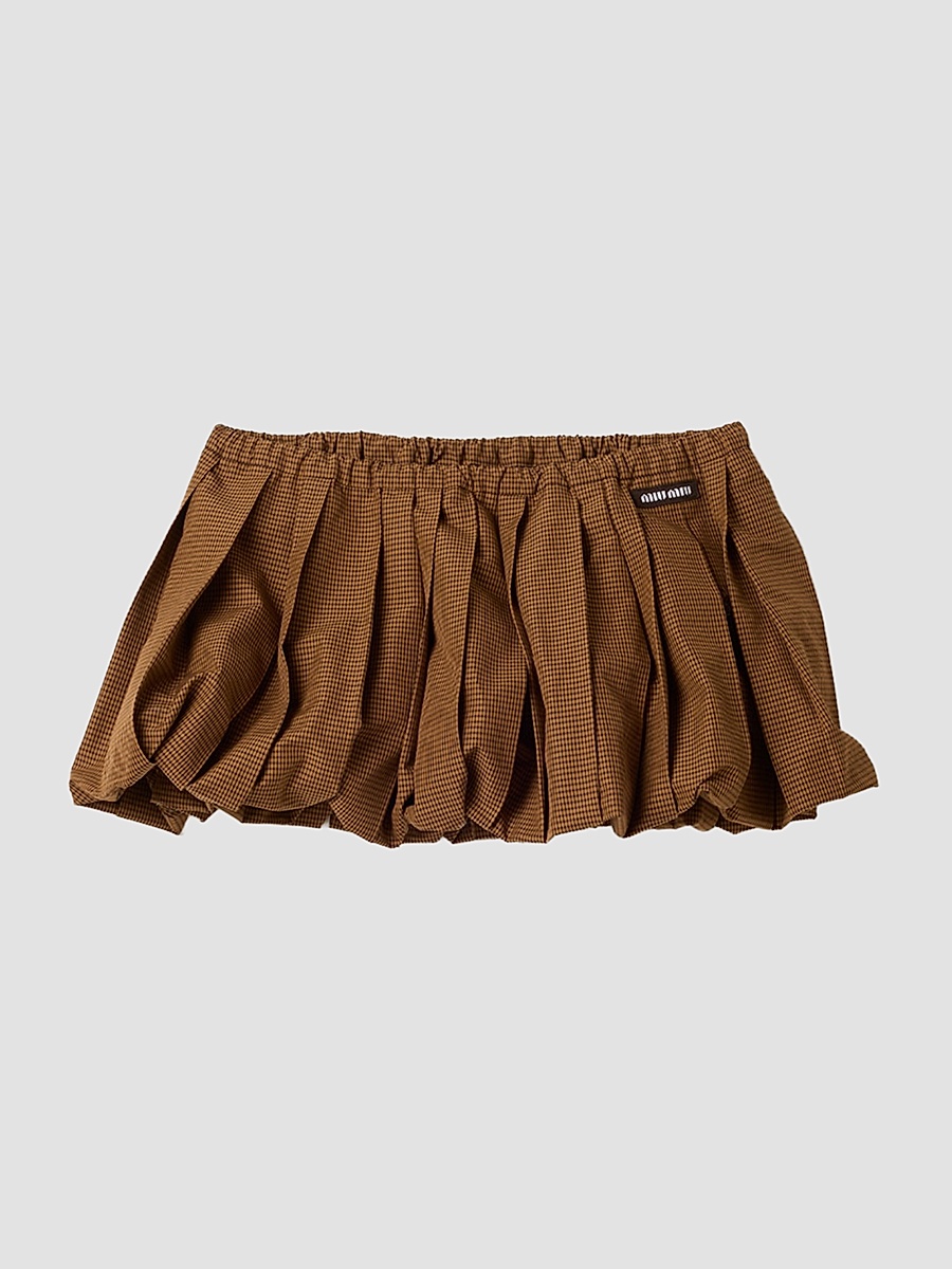 Miu Miu - Women's Pleated Check Mini Skirt