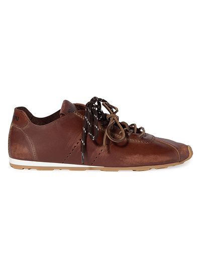 Miu Miu Women's Plume Leather Sneakers
