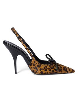 Miu Miu Women's Printed Leather Slingback Pumps with Bow