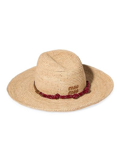 Miu Miu Women's Raffia and Leather Hat