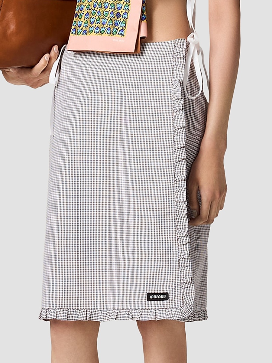 Miu Miu - Women's Ruched Check Skirt