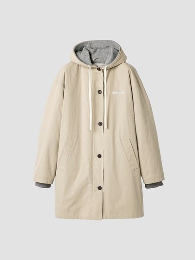 Miu Miu Women's Single-Breasted Panama Cotton and Fleece Caban Jacket